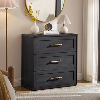 Modern Wood Nightstand, 30" Tall Bedside Table Storage End Table, w/ 3 Drawers Oversized Extra Large