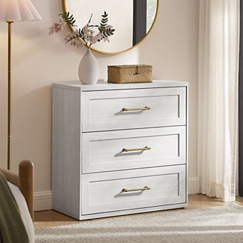 Modern Wood Nightstand, 30" Tall Bedside Table Storage End Table, w/ 3 Drawers Oversized Extra Large