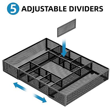 Expandable Mesh Drawer Organizer 10 Compartments Adjustable