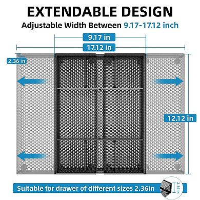 Expandable Mesh Drawer Organizer 10 Compartments Adjustable
