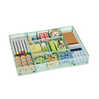 Expandable Mesh Drawer Organizer 10 Compartments Adjustable