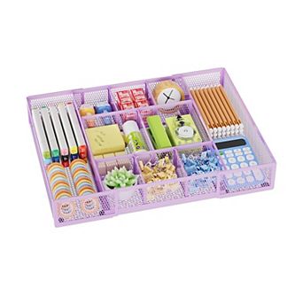 Expandable Mesh Drawer Organizer 10 Compartments Adjustable