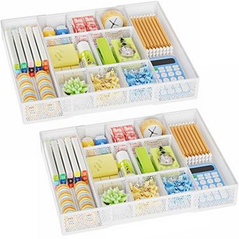 Expandable Mesh Drawer Organizer 10 Compartments Adjustable