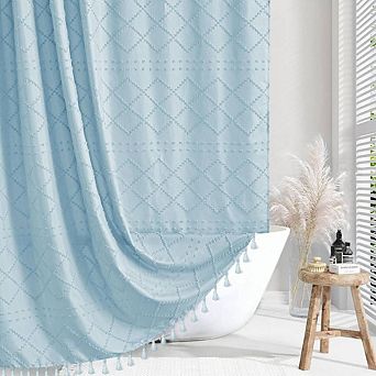 Woven Chevron Textured Shower Curtain