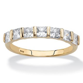 1.12 ct w. Cubic Zirconia 14k Gold-plated Sterling Silver Channel-Set Ring