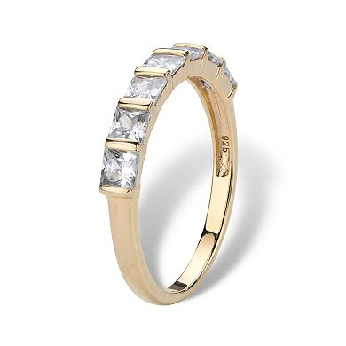 1.12 Cttw. Cubic Zirconia 14k Gold-plated Sterling Silver Channel-Set Ring