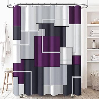 Geometric Shower Curtain With Hooks