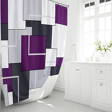 Geometric Shower Curtain With Hooks