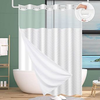 Waterproof Mesh Top Shower Curtain