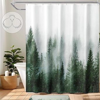 Misty Forest Waterproof Shower Curtain
