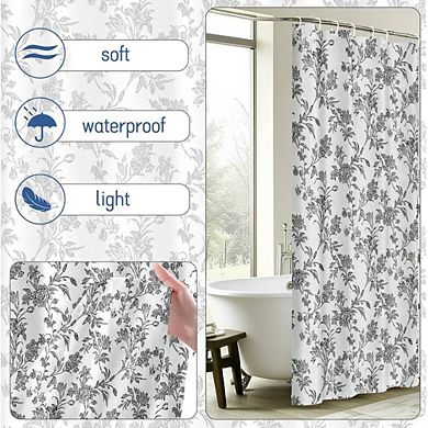 Elegant Floral Fabric Shower Curtain