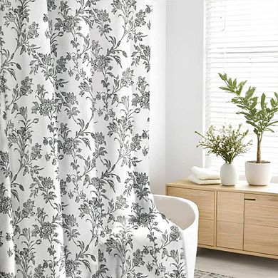 Elegant Floral Fabric Shower Curtain