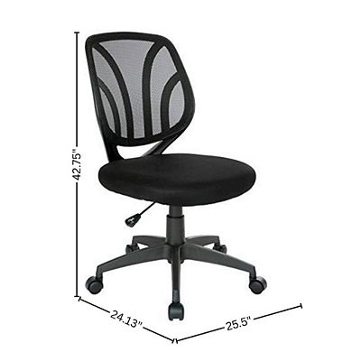 FurniFact Armless Desk Chair Modern Office Chair With Mesh Screen Back