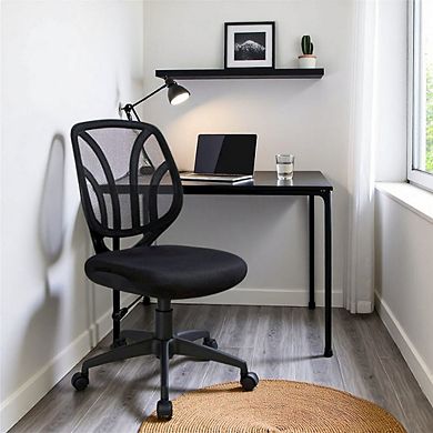 FurniFact Armless Desk Chair Modern Office Chair With Mesh Screen Back