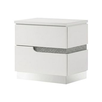 Nightstand with High-Gloss Finish and Smooth-Glide Drawers