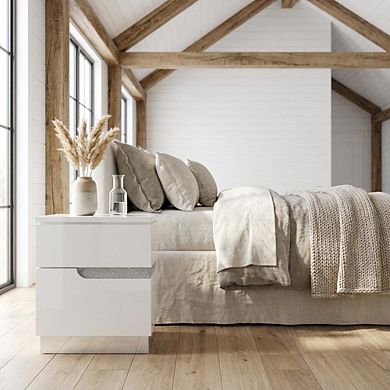 Nightstand with High-Gloss Finish and Smooth-Glide Drawers