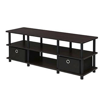 FurniFact TV Stand with Storage Bins and Wood Construction