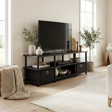 FurniFact TV Stand with Storage Bins and Wood Construction
