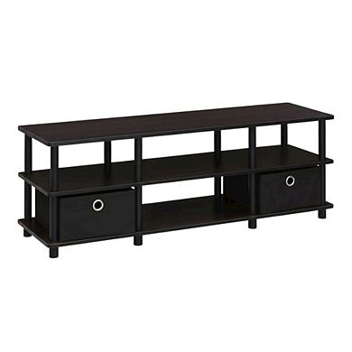 FurniFact TV Stand with Storage Bins and Wood Construction