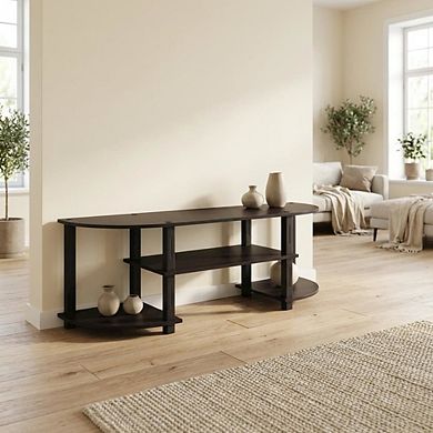 FurniFact TV Stand with Wide Shelving and Composite Wood Finish