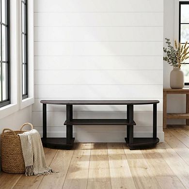 FurniFact TV Stand with Wide Shelving and Composite Wood Finish