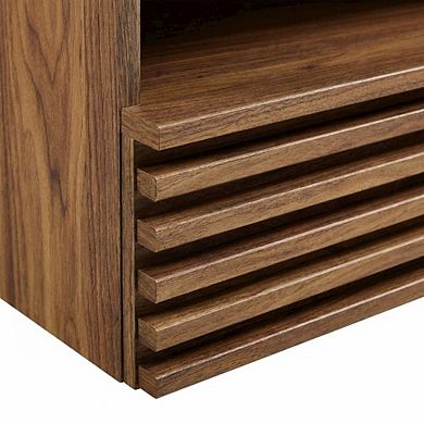 Wooden Wall-Mount Nightstand in Finish with Contemporary Design