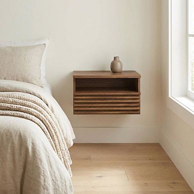 Wooden Wall-Mount Nightstand in Finish with Contemporary Design