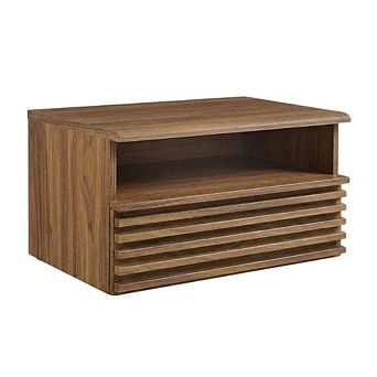 Wooden Wall-Mount Nightstand in Finish with Contemporary Design