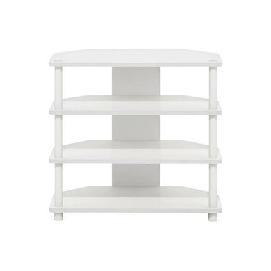 FurniFact 4-Tier Petite TV Stand with Easy Assembly and Solid Wood Construction