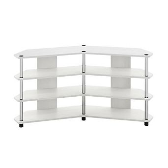 FurniFact 4 tier Corner TV Stand for TVs up to 55 in with easy assembly