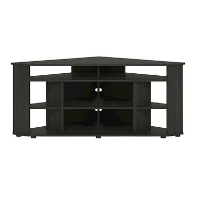 FurniFact Corner TV Stand, up to 55-Inch Flat Screens, Solid Rubberwood