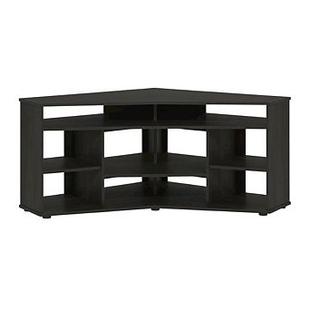 FurniFact Corner TV Stand, up to 55-Inch Flat Screens, Solid Rubberwood