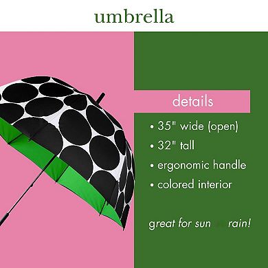Adult Large Black Pattern Umbrella: Rain or Sun Protection with Joyful Dot Design
