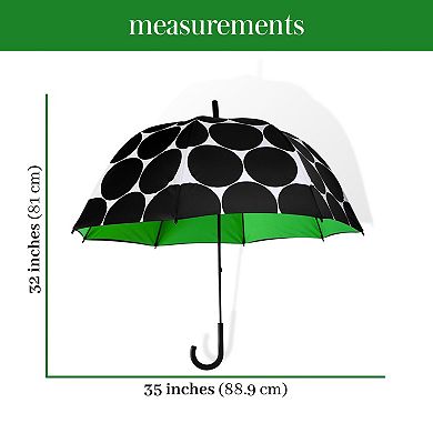 Adult Large Black Pattern Umbrella: Rain or Sun Protection with Joyful Dot Design