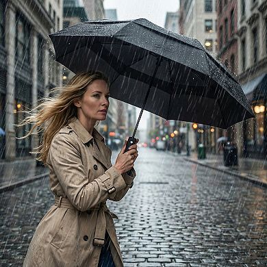 Windproof Compact Umbrella - Auto Open/Close, Durable, Lightweight, Fits Backpacks, Ideal for Travel