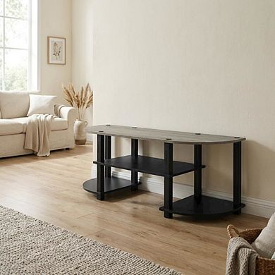 FurniFact Wide TV entertainment center, wood, PVC tubes