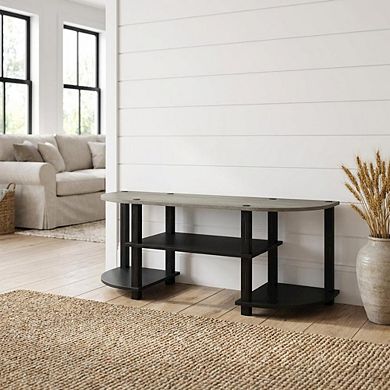 FurniFact Wide TV entertainment center, wood, PVC tubes