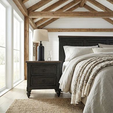 Nightstand with Charging Station and Traditional Style for Bedroom Storage