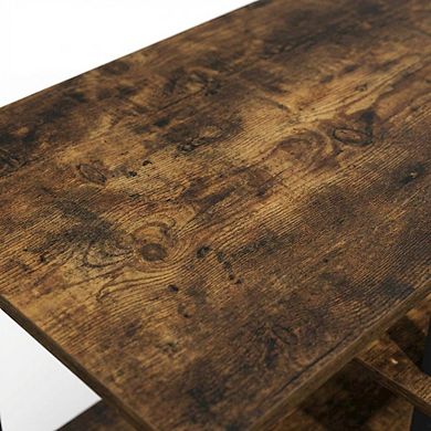 FurniFact Large TV Stand, up to 55-Inch TV, Storage Bin, Rubberwood