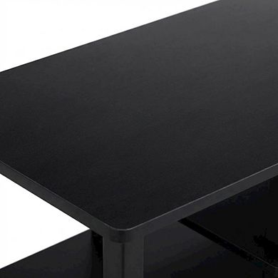 FurniFact Large TV stand, up to 50-inch TV, storage bin, black composite wood