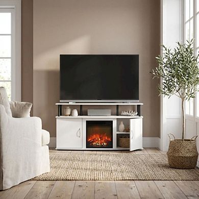 FurniFact TV Stand, 50-Inch Screens, Storage Bins, Modern Design