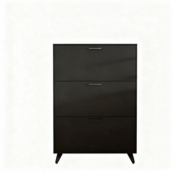Large Shoe Storage Cabinet 3 Flip Drawers Minimalist Design