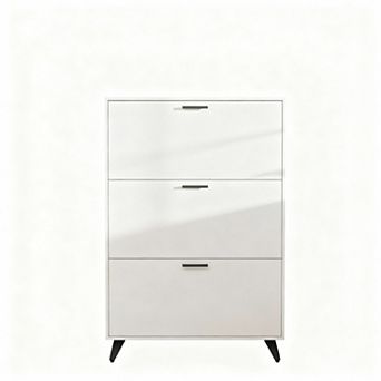 Large Shoe Storage Cabinet 3 Flip Drawers Minimalist Design
