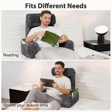 24in XXL Luxury 2-Layer Foam Bed Pillow with Ergonomic Support Storage Pockets