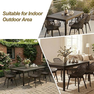 Aoodor Modern Dining Chairs Set of 4, Weather-Resistant Plastic Cafe Chairs with Ergonomic Back