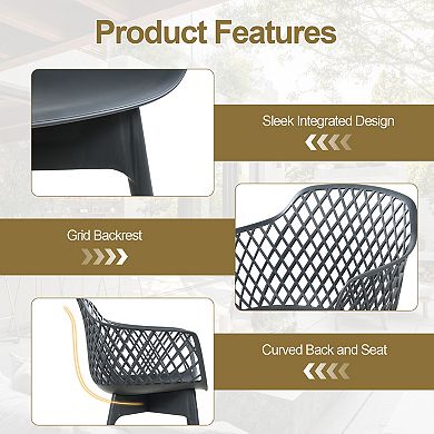 Aoodor Modern Dining Chairs Set of 4, Weather-Resistant Plastic Cafe Chairs with Ergonomic Back