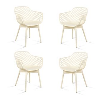 Aoodor Modern Dining Chairs Set of 4, Weather-Resistant Plastic Cafe Chairs with Ergonomic Back
