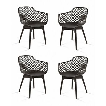 Aoodor Modern Dining Chairs Set of 4, Weather-Resistant Plastic Cafe Chairs with Ergonomic Back