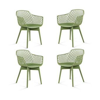 Aoodor Modern Dining Chairs Set of 4, Weather-Resistant Plastic Cafe Chairs with Ergonomic Back