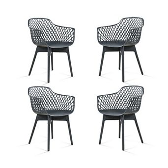 Aoodor Modern Dining Chairs Set of 4, Weather-Resistant Plastic Cafe Chairs with Ergonomic Back
